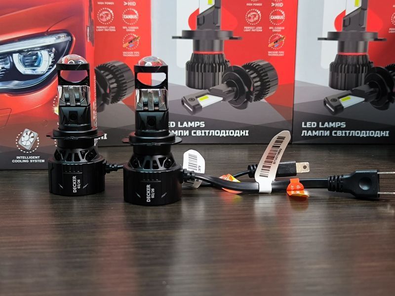 Светодиодная лампа с линзой Decker LED GL-02 5K H7 Гарантия 1 год 213012 фото