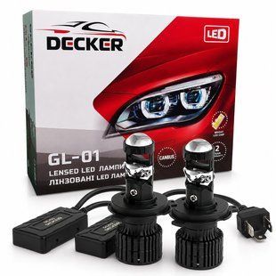 Светодиодная LED лампа с линзой Decker H4 GL-01 H/L 9-32 В 2152521 фото