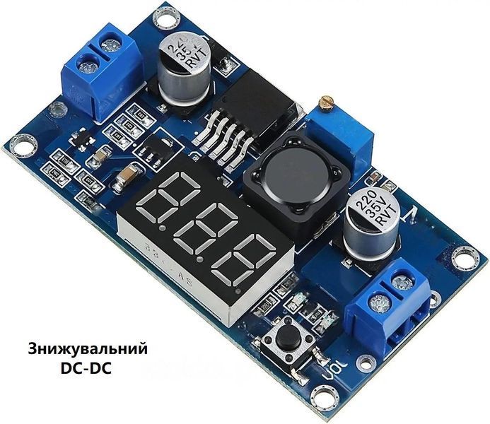 Понижающий преобразователь напряжения LM2596S со встроенным вольтметром DC-DC с 4.5-40В до 1.25-37В 103645 фото